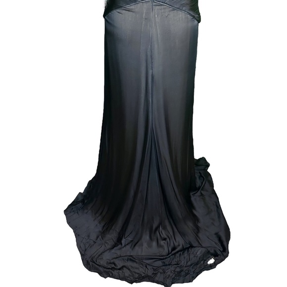 Celeb Worn Rafael Cennamo Silk Black Twist Strap Halter Neck Pleated Gown Size 4 - Picture 16 of 16